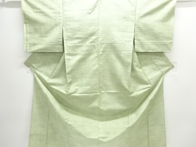 JAPANESE KIMONO / ANTIQUE HITOE KIMONO / SILK / HAND WOVEN TSUMUGI / ABSTRACT LEAVES